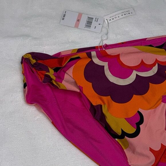TRINA TURK SWIM Fan Faire V-Wire Side Cutout High Waist Swim Bottom Size 10 - Picture 8 of 8